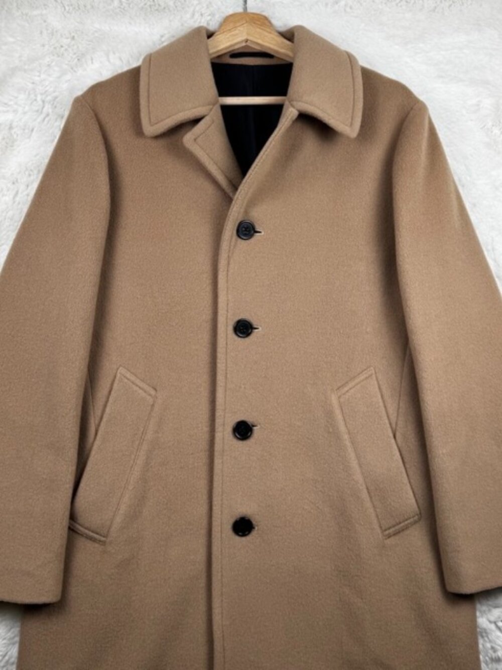 TOMORROWLAND Wool Pea Coat Camel Tan Button Women's Size XS Full Length